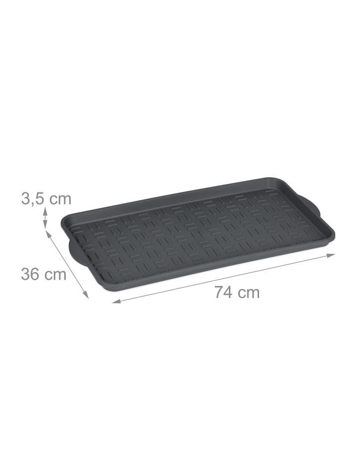 relaxdays 2 x Schuhabtropfschale in Grau - (B)74x (H)3,5 x (T)36 cm günstig kaufen onesize