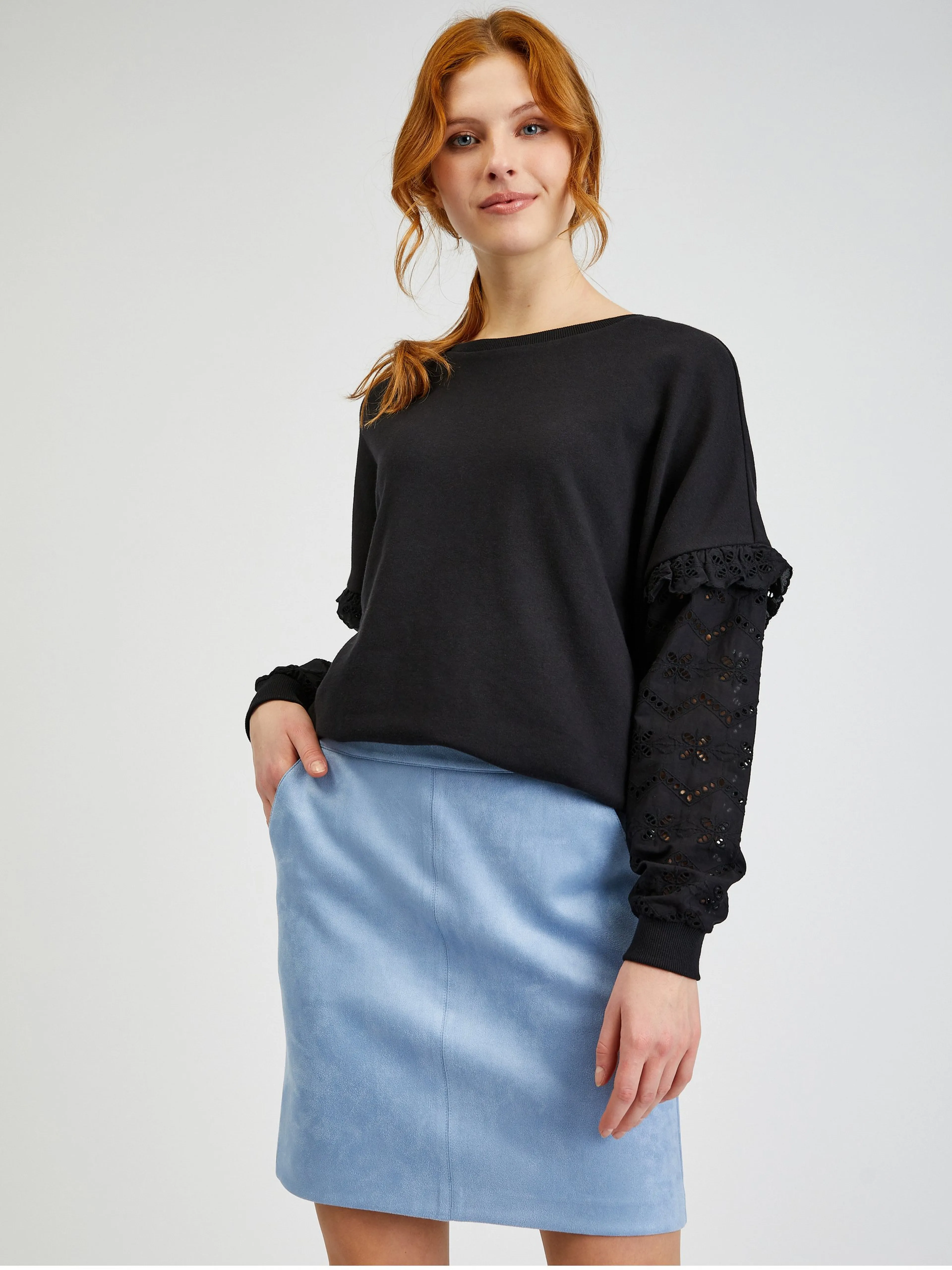 Hellblauer Damenrock Wildleder ORSAY