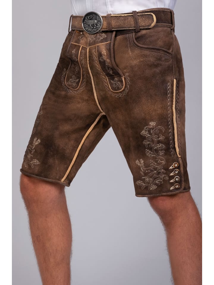 Edelnice Kurze Hirschlederhose Franz sämisch in dunkelbraun günstig kaufen