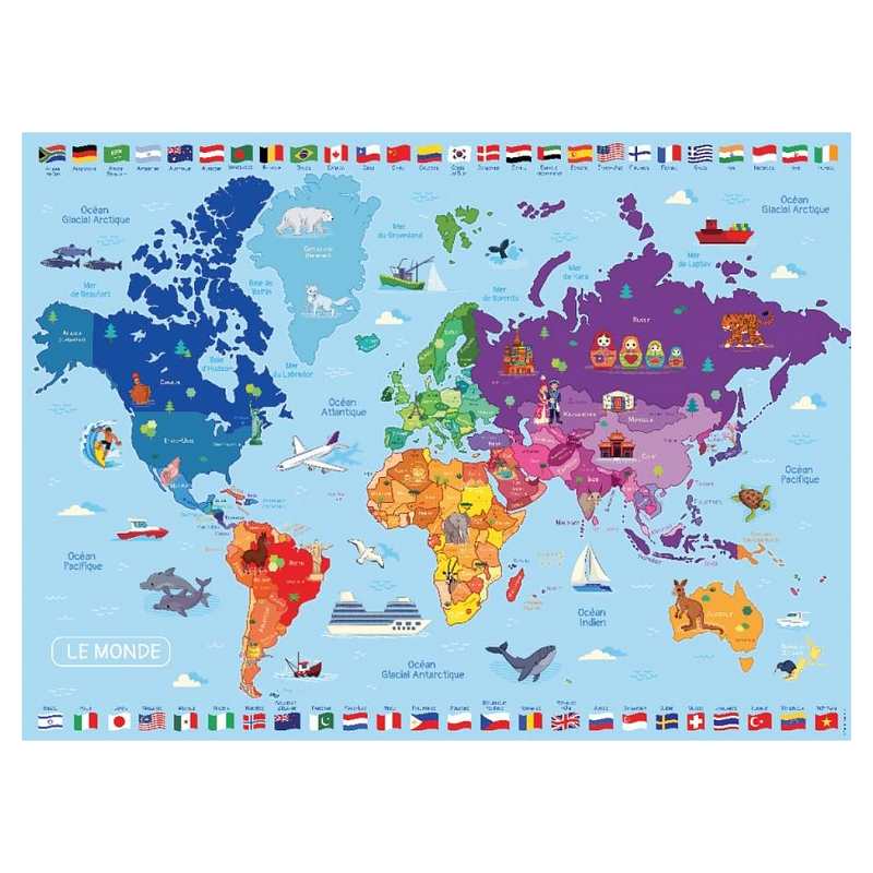 Puzzle carte du monde 250 pièces