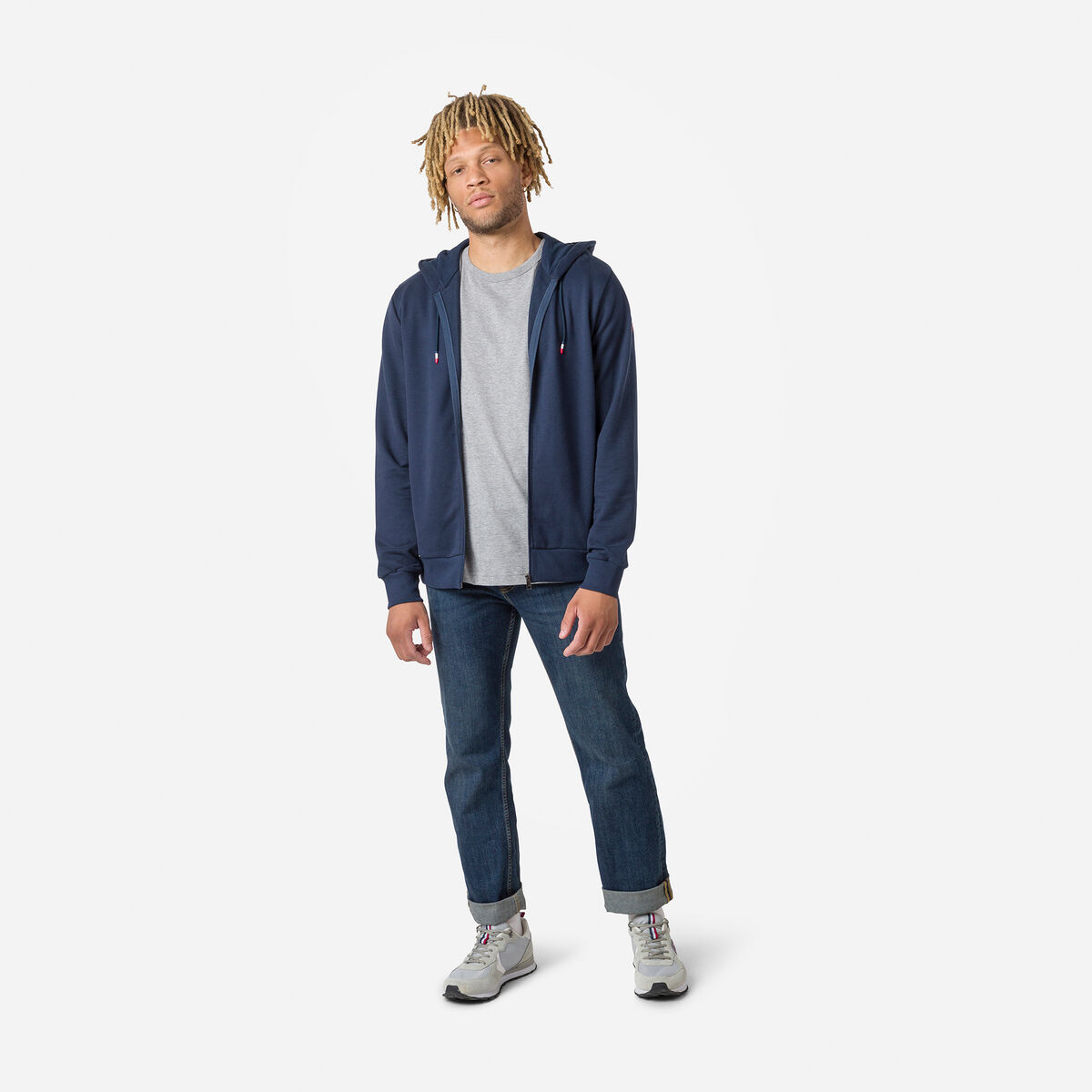 Herrensweatshirt mit Kapuze, Logo und durchgehendem Reißverschluss