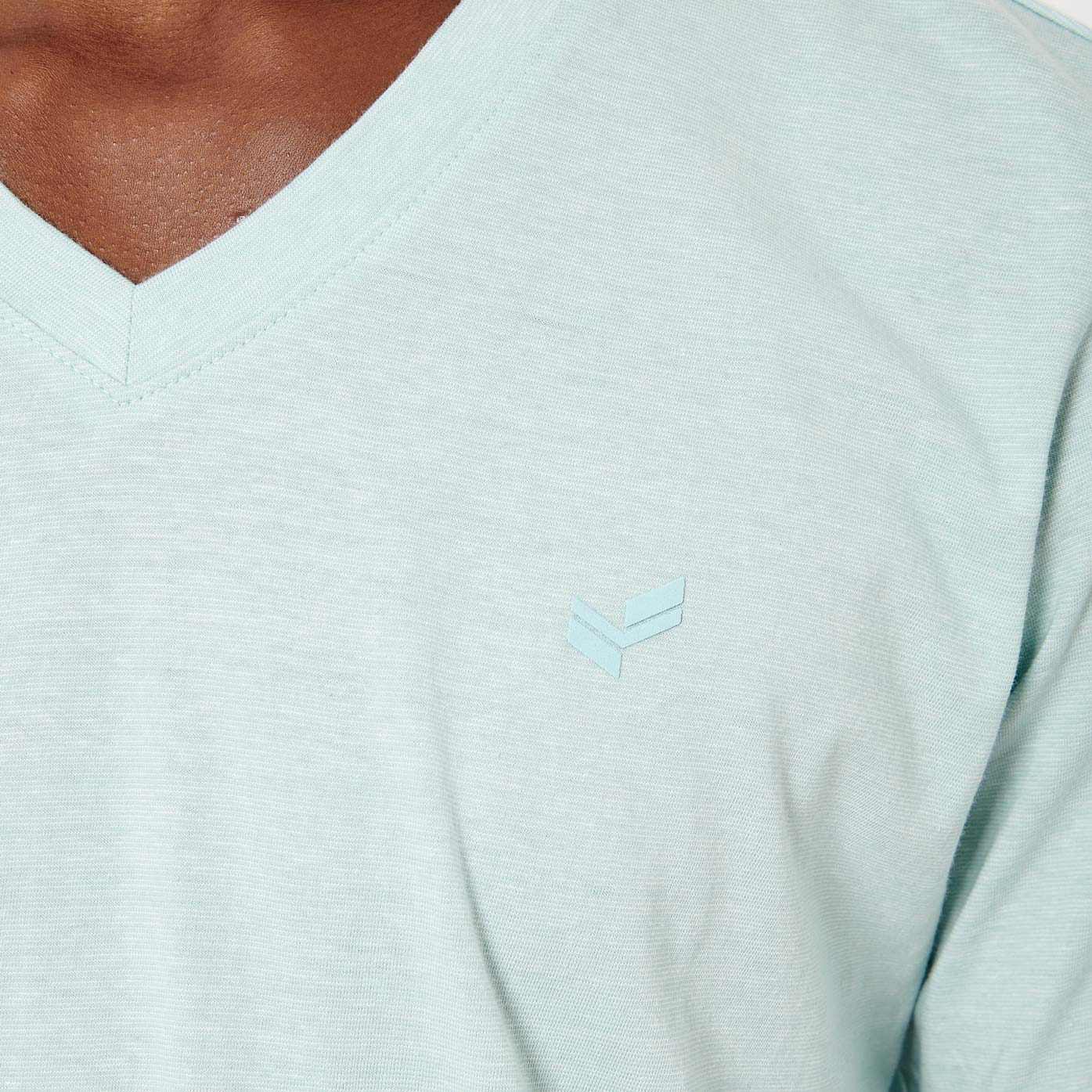 SAVE   T-shirt bleu chiné Homme en 100% coton