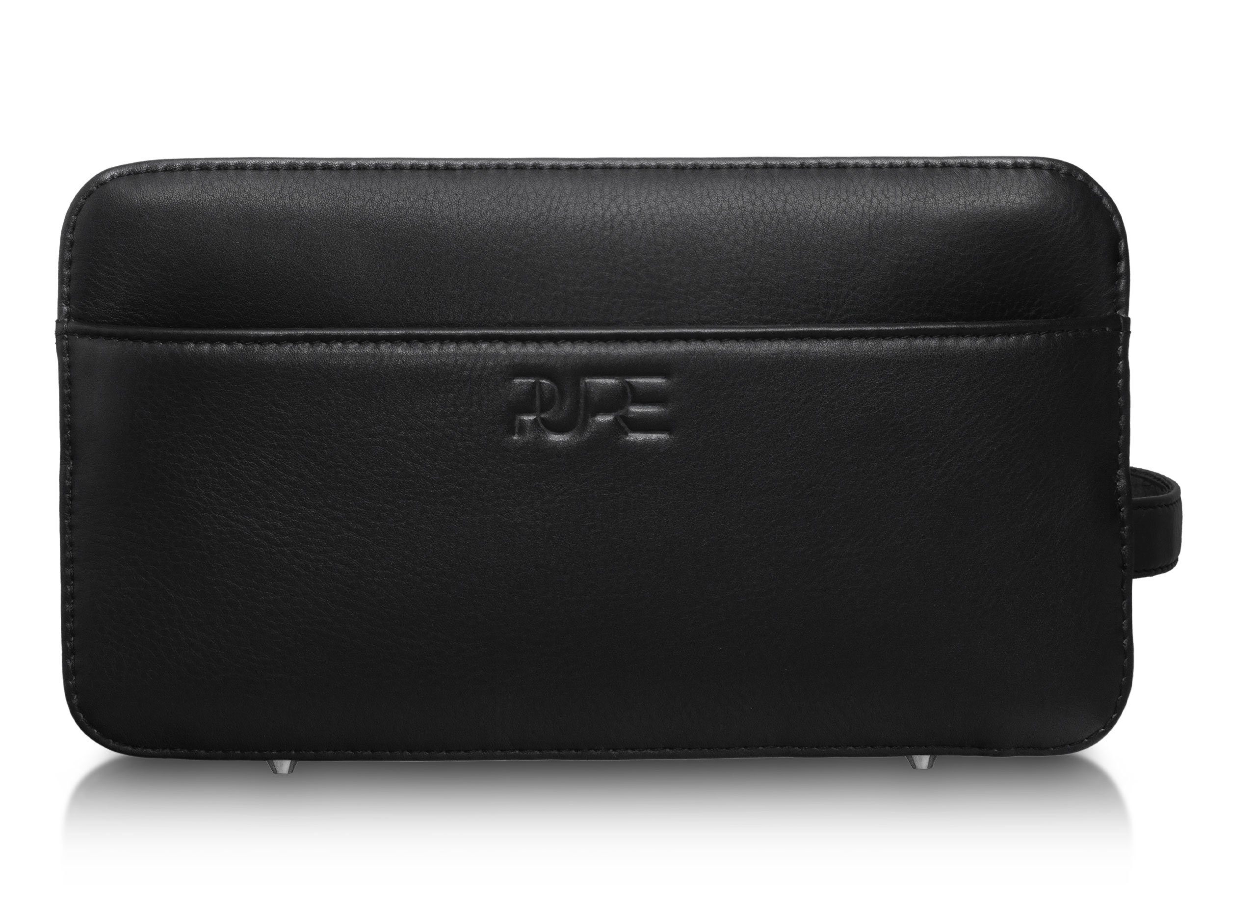 PURE Leather Studio Kulturbeutel Atlas, Handgefertigte Kulturtasche aus Rindsleder Waschtasche zum Reisen