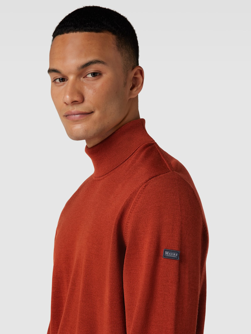 Rollkragenpullover aus Wolle Modell 'ROLLI' in kupfer