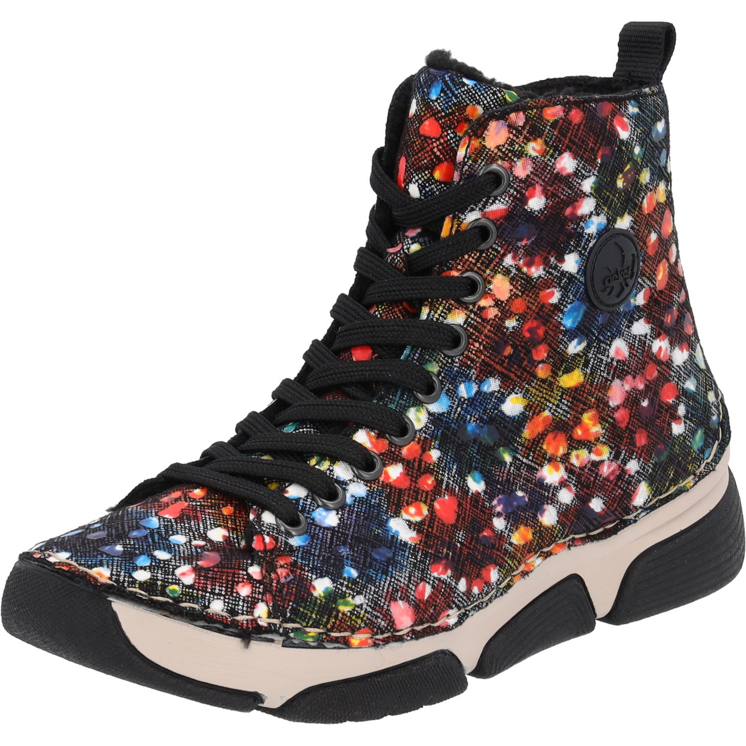 Rieker 45910, Schnürstiefel, Damen, schwarz-multi