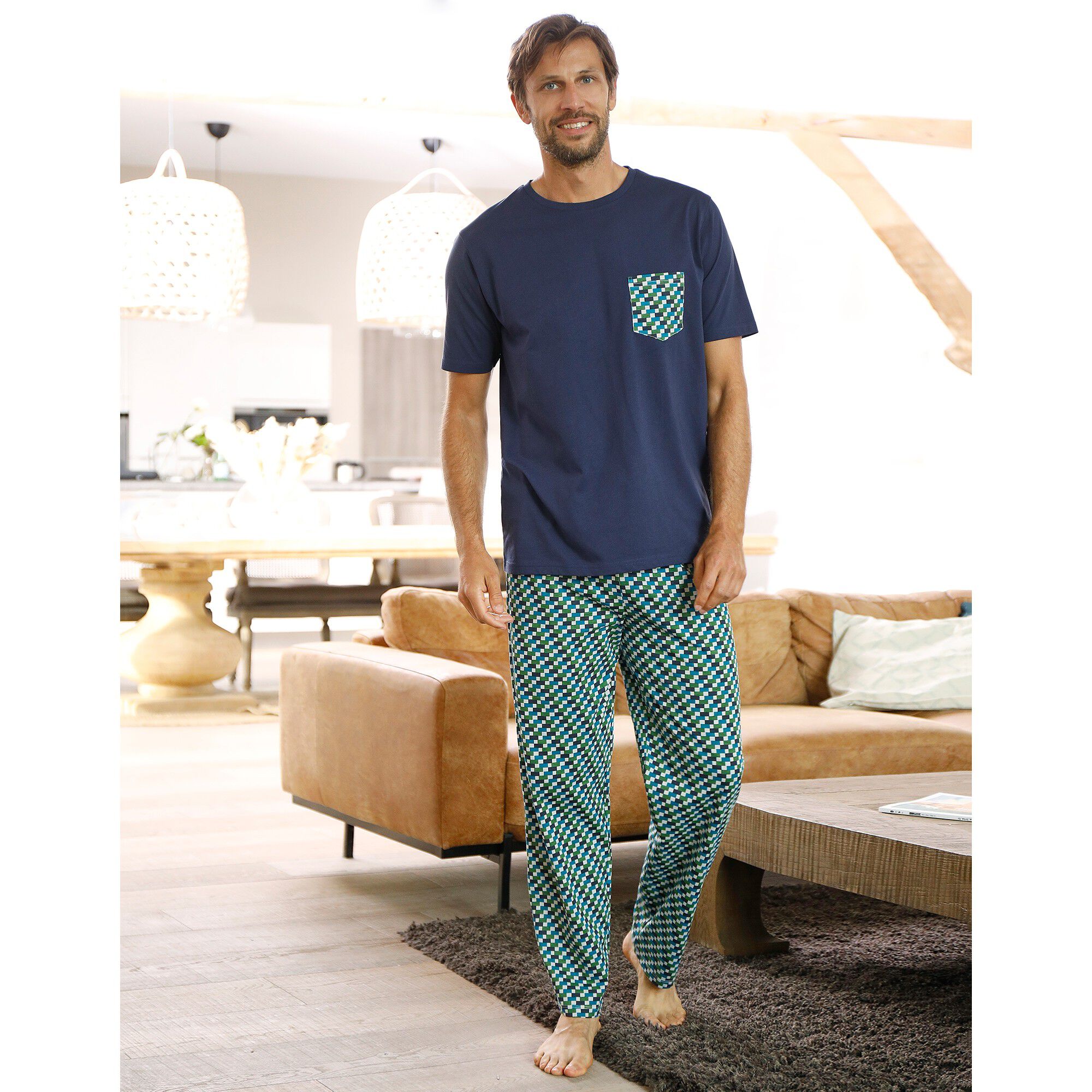 Tee-shirt pyjama manches courtes marine