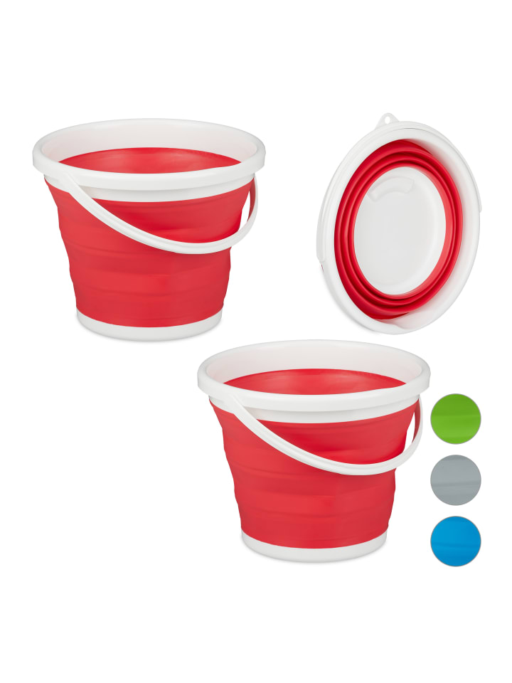 relaxdays 2x Falteimer in Rot - 10 l günstig kaufen onesize