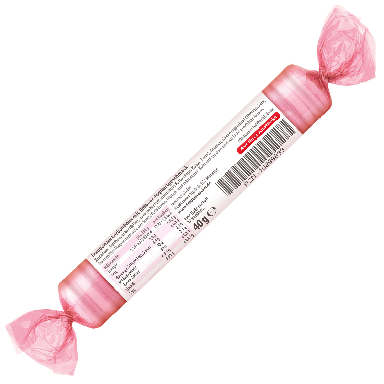 intact Traubenzucker Erdbeere-Joghurt 40g