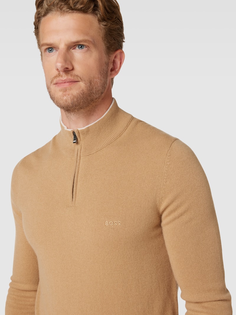 Strickpullover mit Troyer-Kragen Modell 'Marlo' in beige