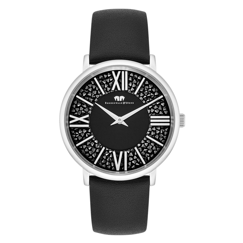 Rhodenwald & Söhne Montre à quartz Pamina en Argent Cuir véritable en Noir Montre