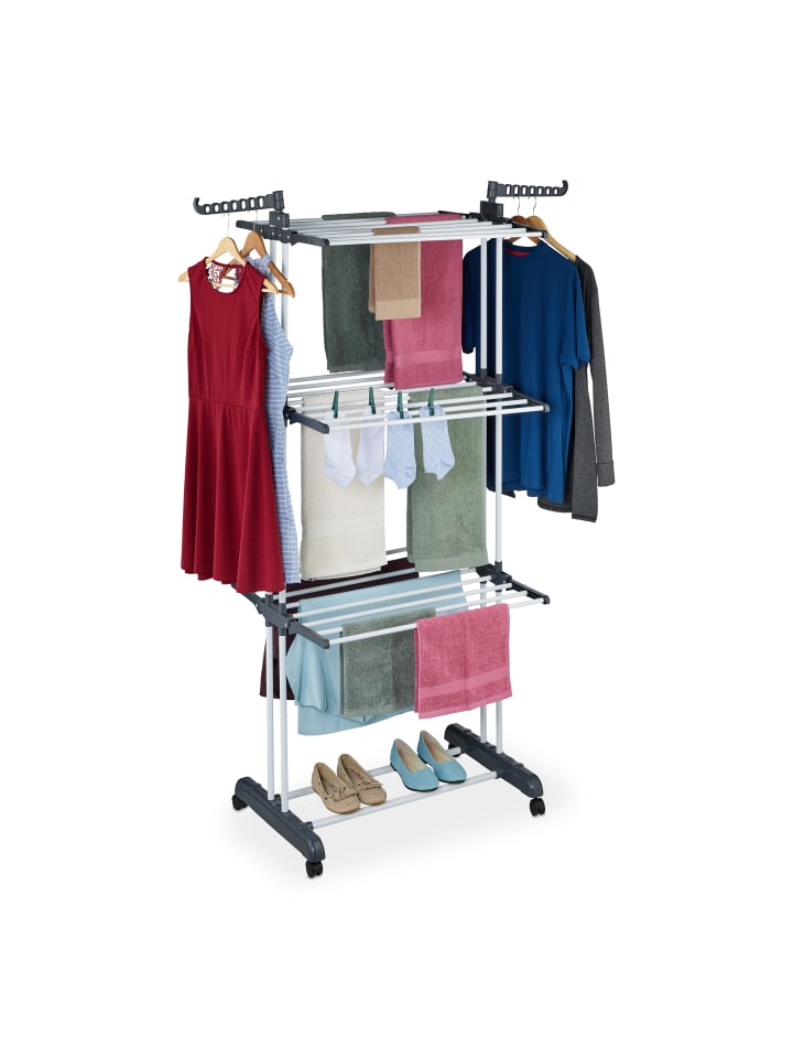 relaxdays Wäscheständer in Weiß/ Grau - (H)173 x (B)126 x (T)64 cm günstig kaufen onesize