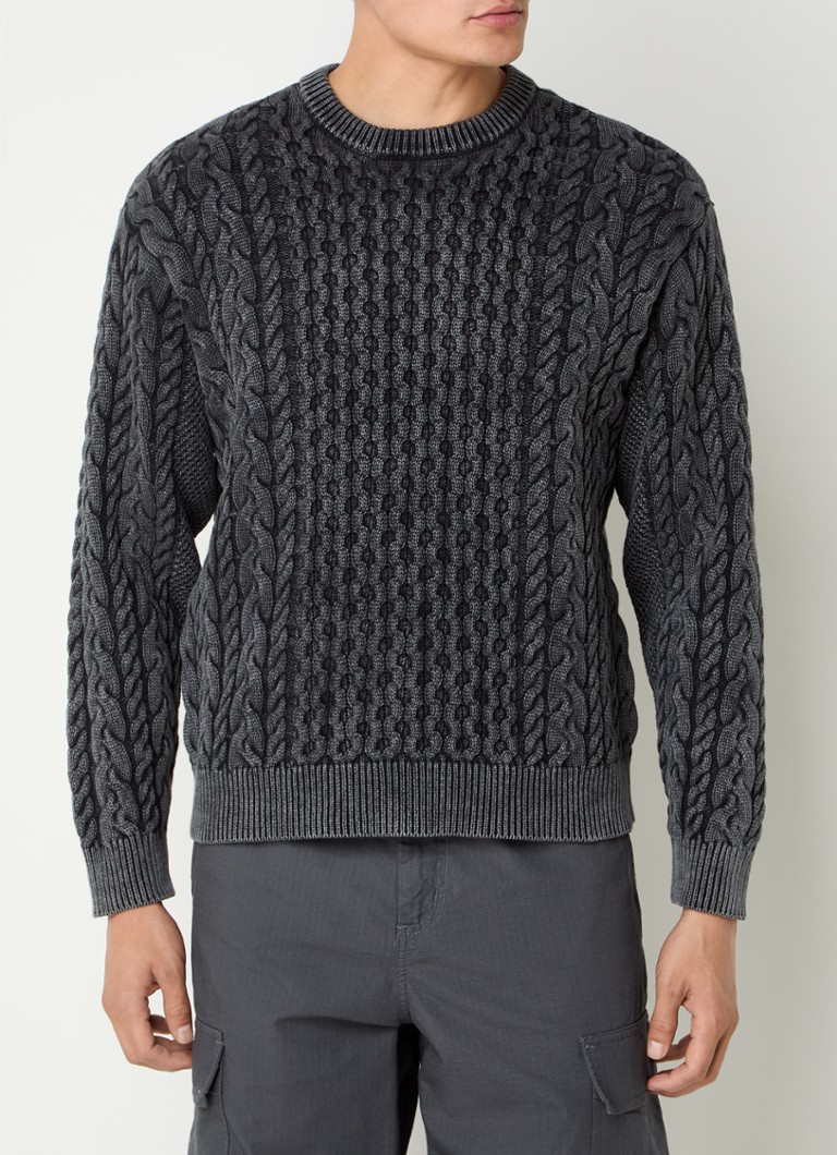Obey Cable-knit sweater with washed finish