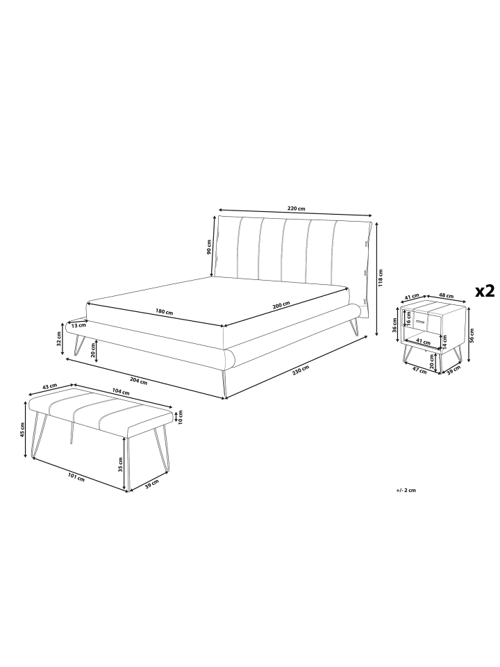 Beliani 4-tlg Schlafzimmer Set BETIN in Weiß günstig kaufen onesize