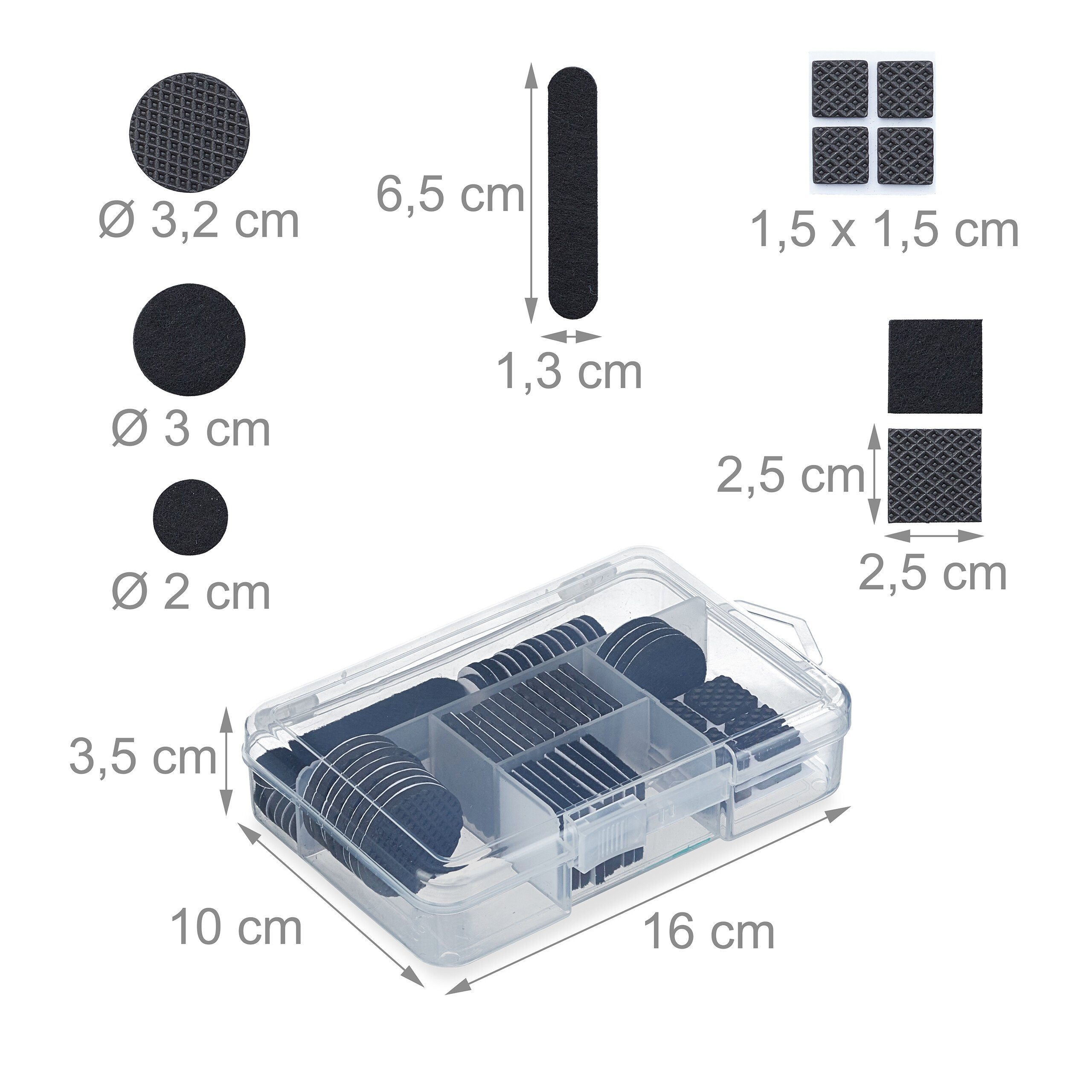 relaxdays Möbelfuß Möbelgleiter Filz & EVA 136er Pack, Schwarz