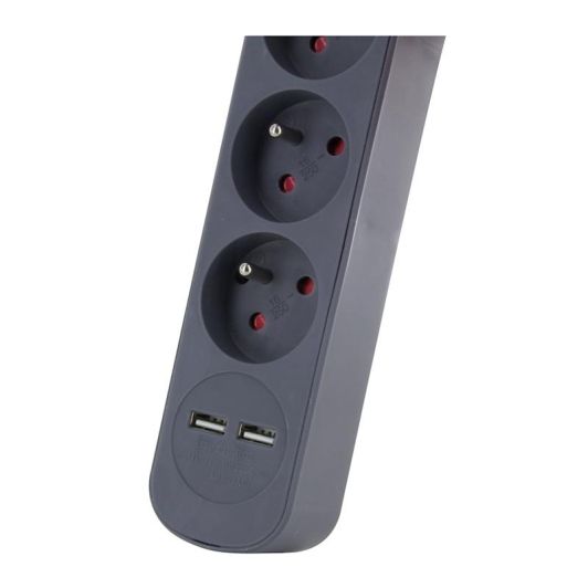 Chacon 5-fach Steckdosenleiste mit 2 USB-A-Anschlüssen – 1,5 m Kabel