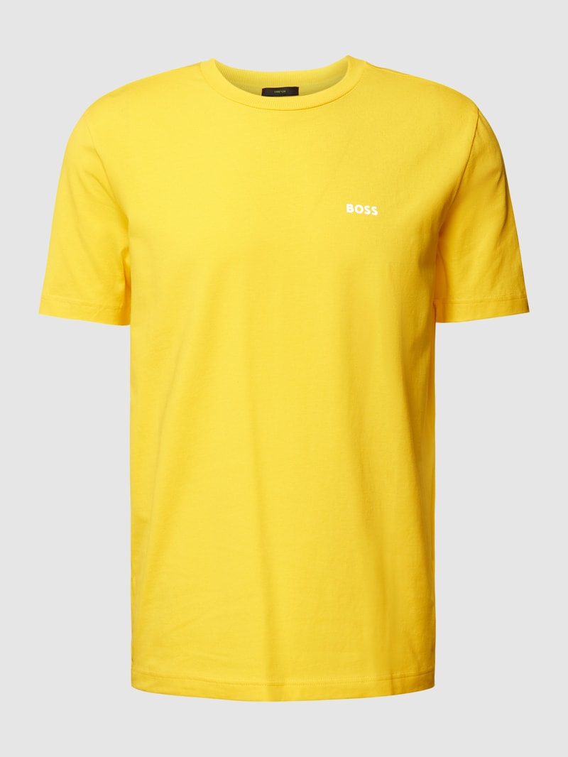 T-Shirt mit Label-Print in gelb