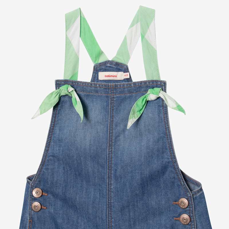 Salopette courte fille en jean bleue Catimini