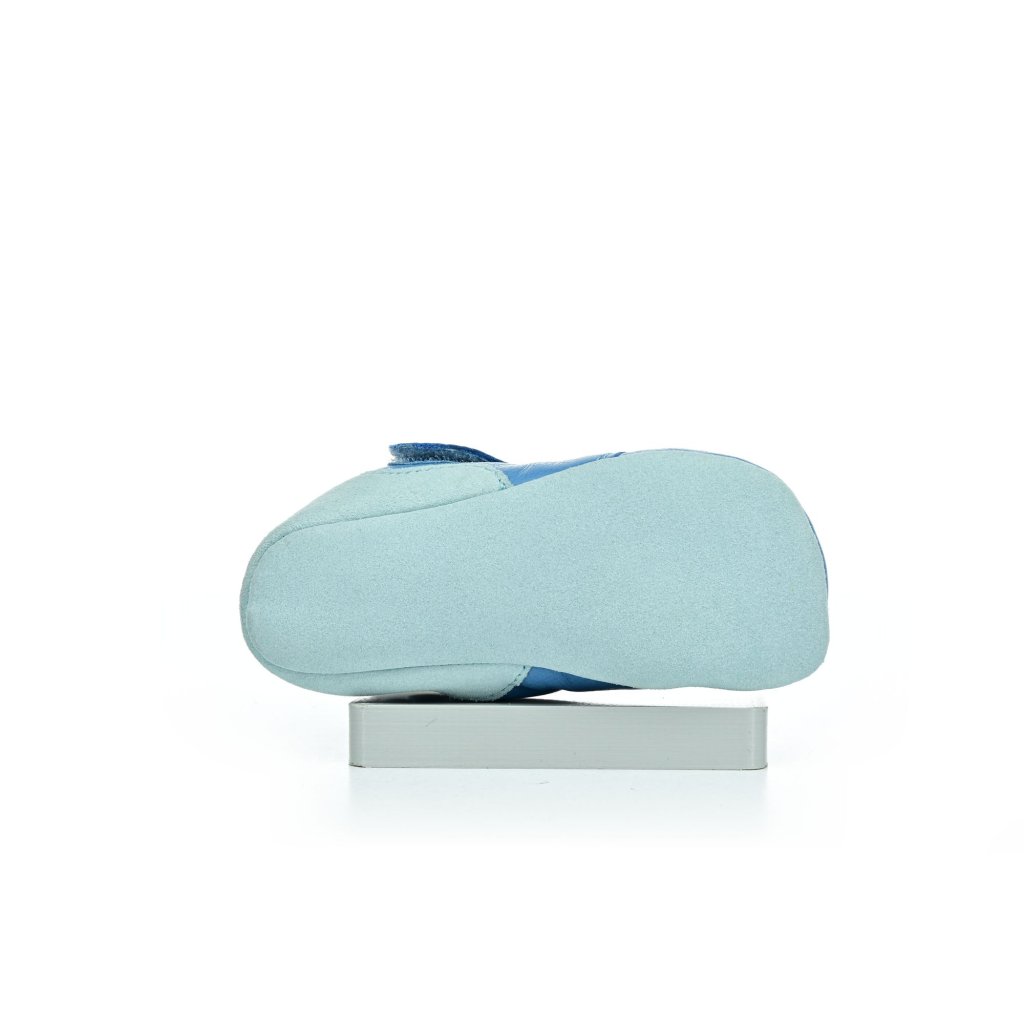 Affenzahn Krabbelschuh Leder Crawly Hai Blau