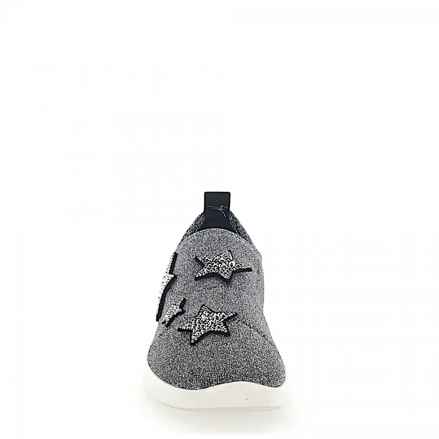 Giuseppe Zanotti - Slip Ons NATALIE Textil Glitzer Sternenmuster Strass silber - grau