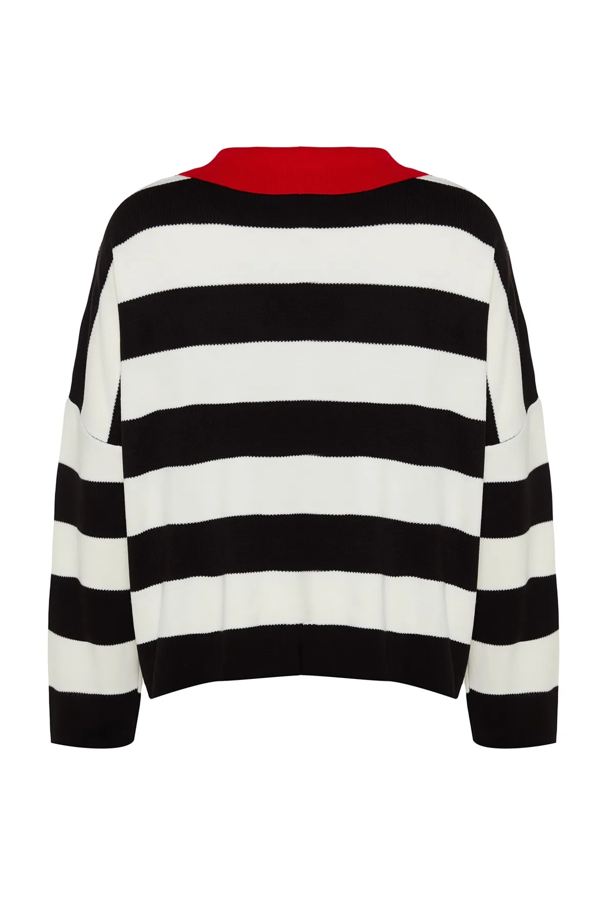 Trendyol Curve  Roter gestreifter Strickpullover mit Rollkragen TBBAW23AN00045