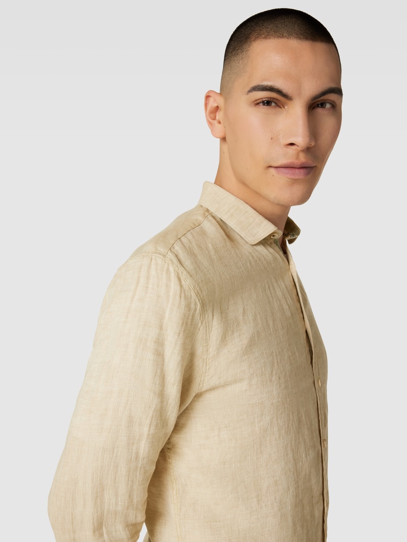 Business-Hemd mit Kentkragen in beige
