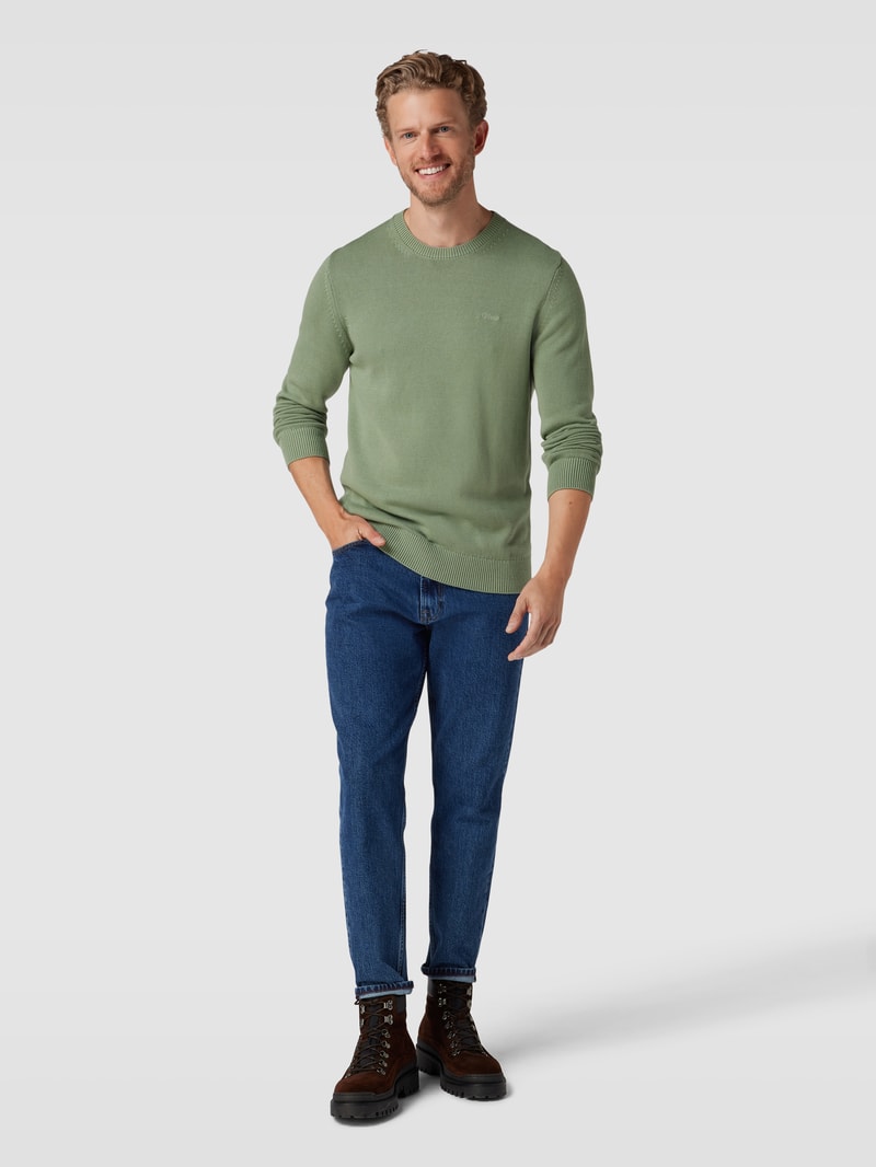 Strickpullover mit Label-Stitching in lindgrün