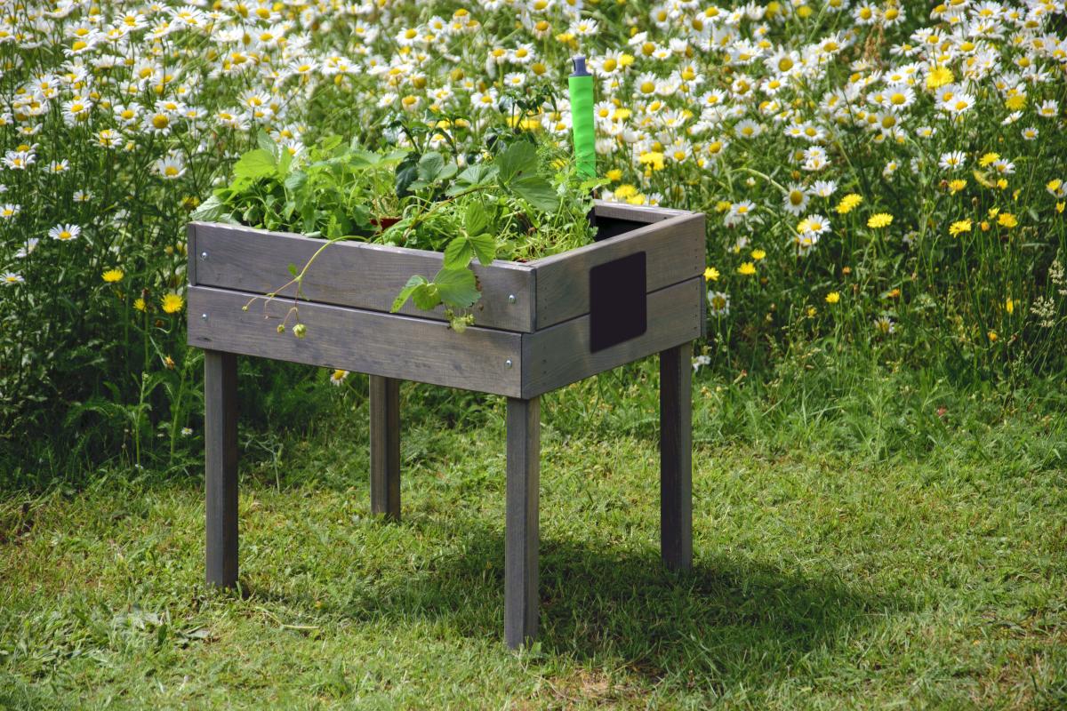 dobar Kleines Kinderhochbeet mit Kreidetafel grau