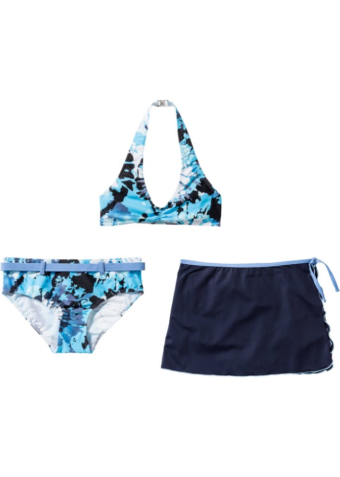 Mädchen Bikini+Rock aus recyceltem Polyamid (3-tlg. Set)