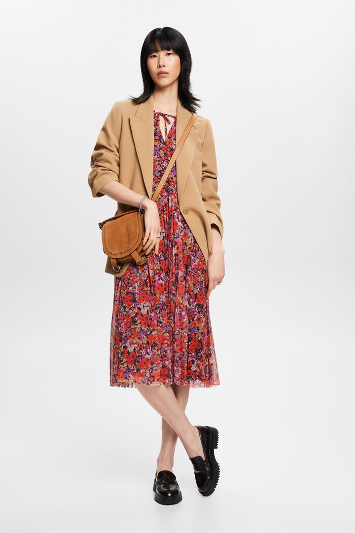 Midikleid aus Mesh mit Allover-Muster
