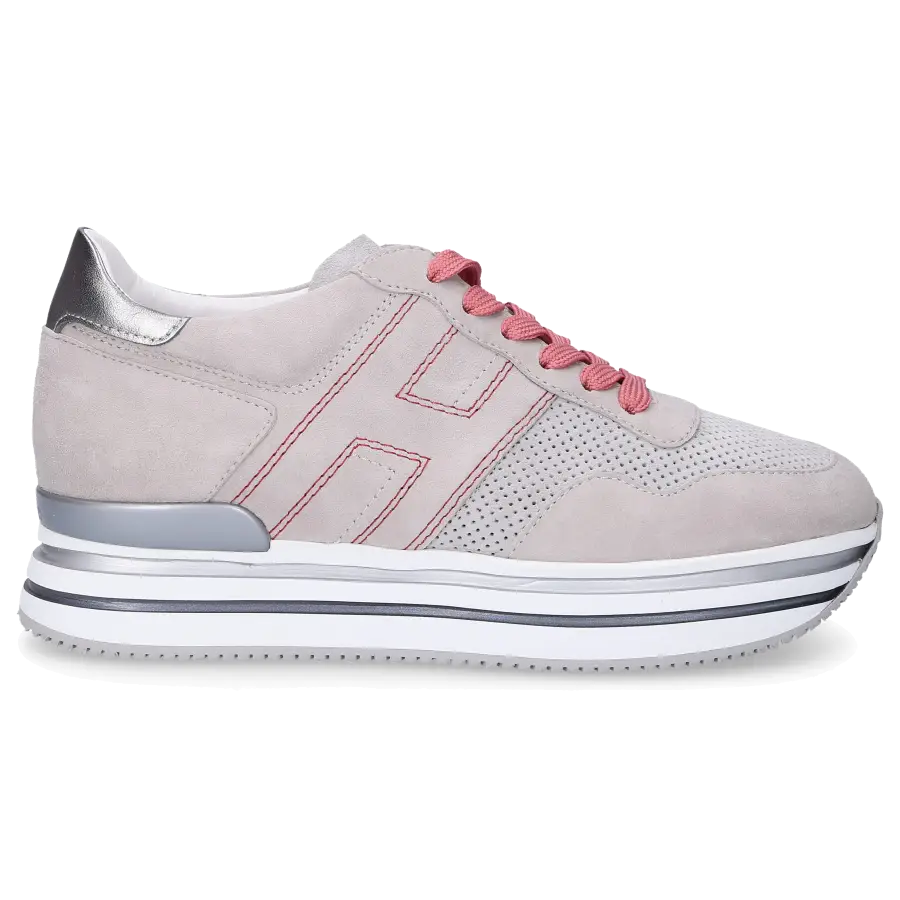Hogan - Sneaker low H483 Veloursleder Logo silber - grau