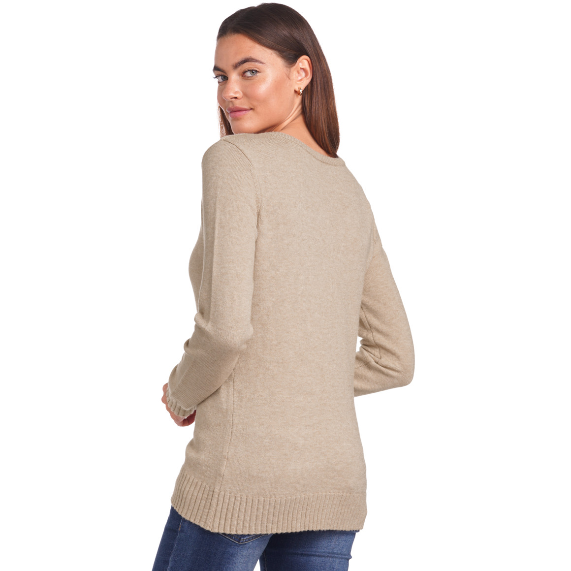 Damen Feinstrickpullover mit V-Ausschnitt