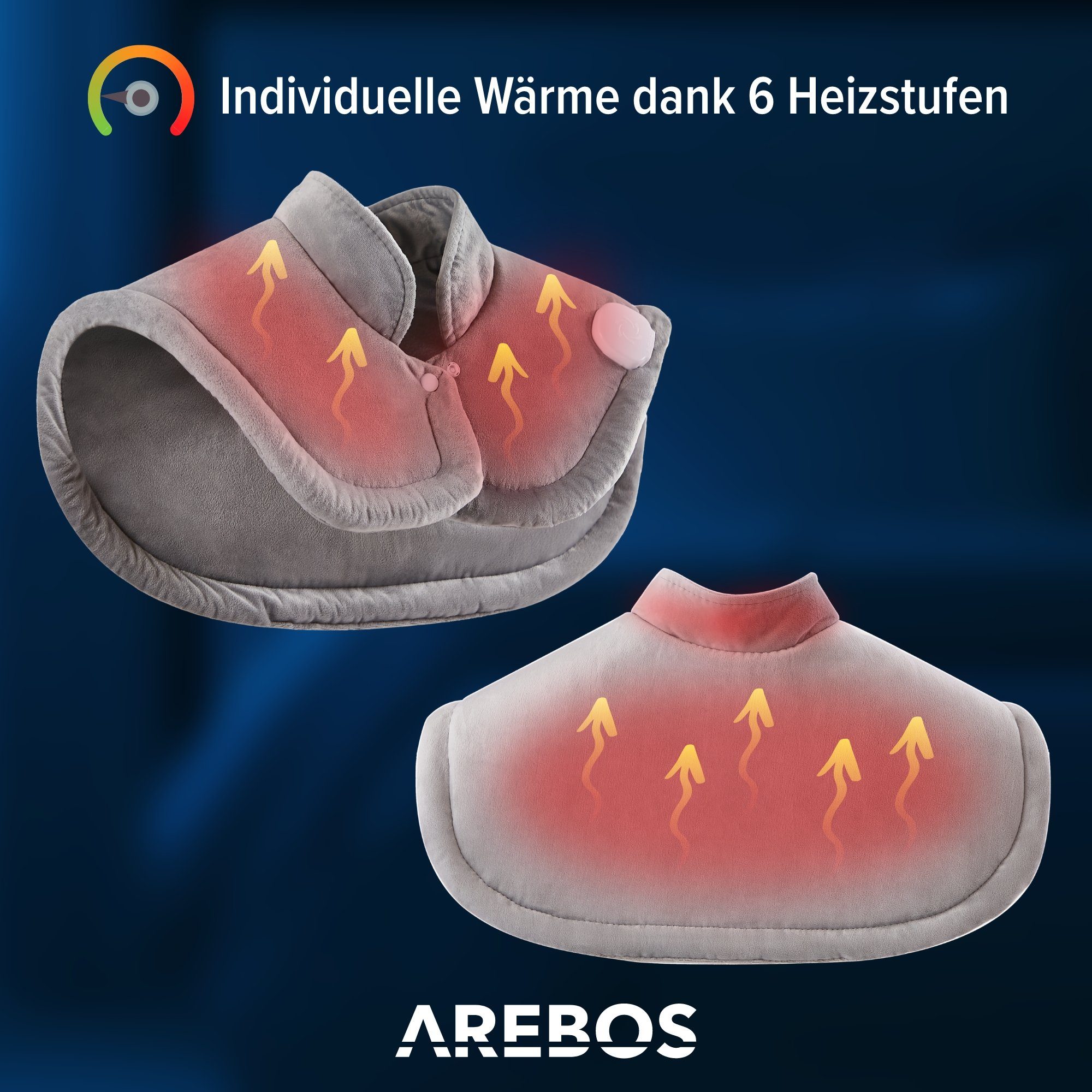 Arebos Wärmekissen Heizmatte Wärmematte Wärmekissen elektrisch 56x52 cm mit 6 Heizstufen