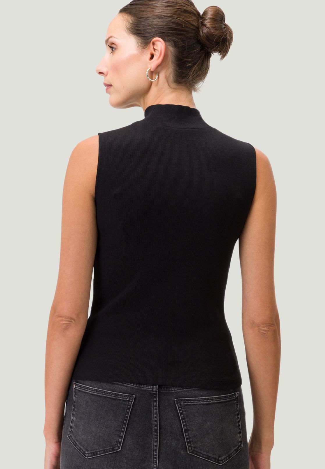 Shirt gerippt mit Stehkragen
