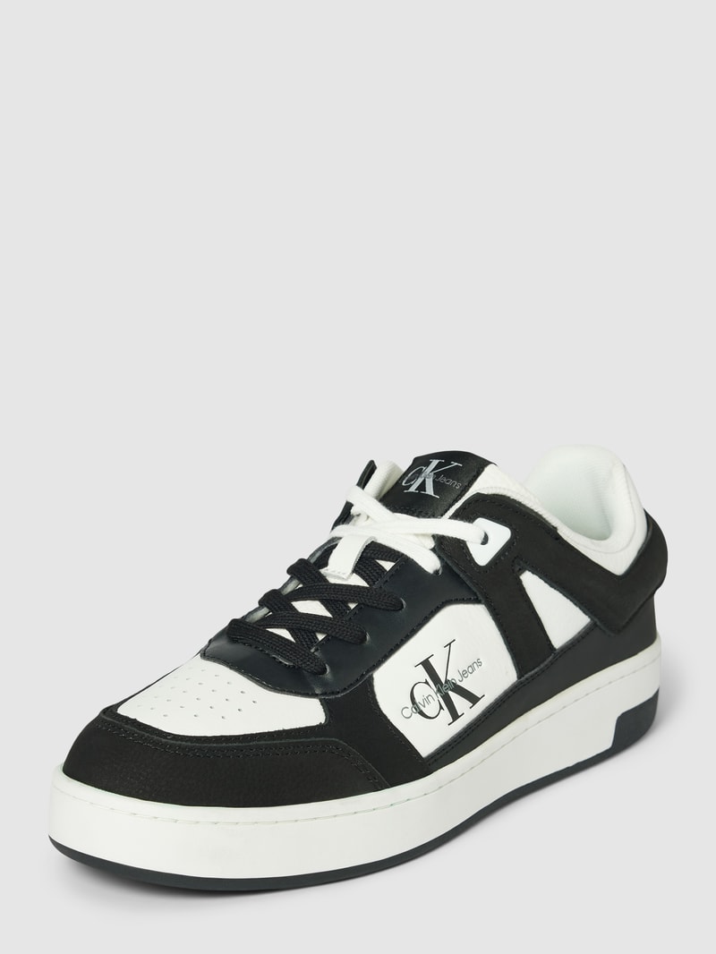 Sneaker aus Leder in Two-Tone-Machart in black