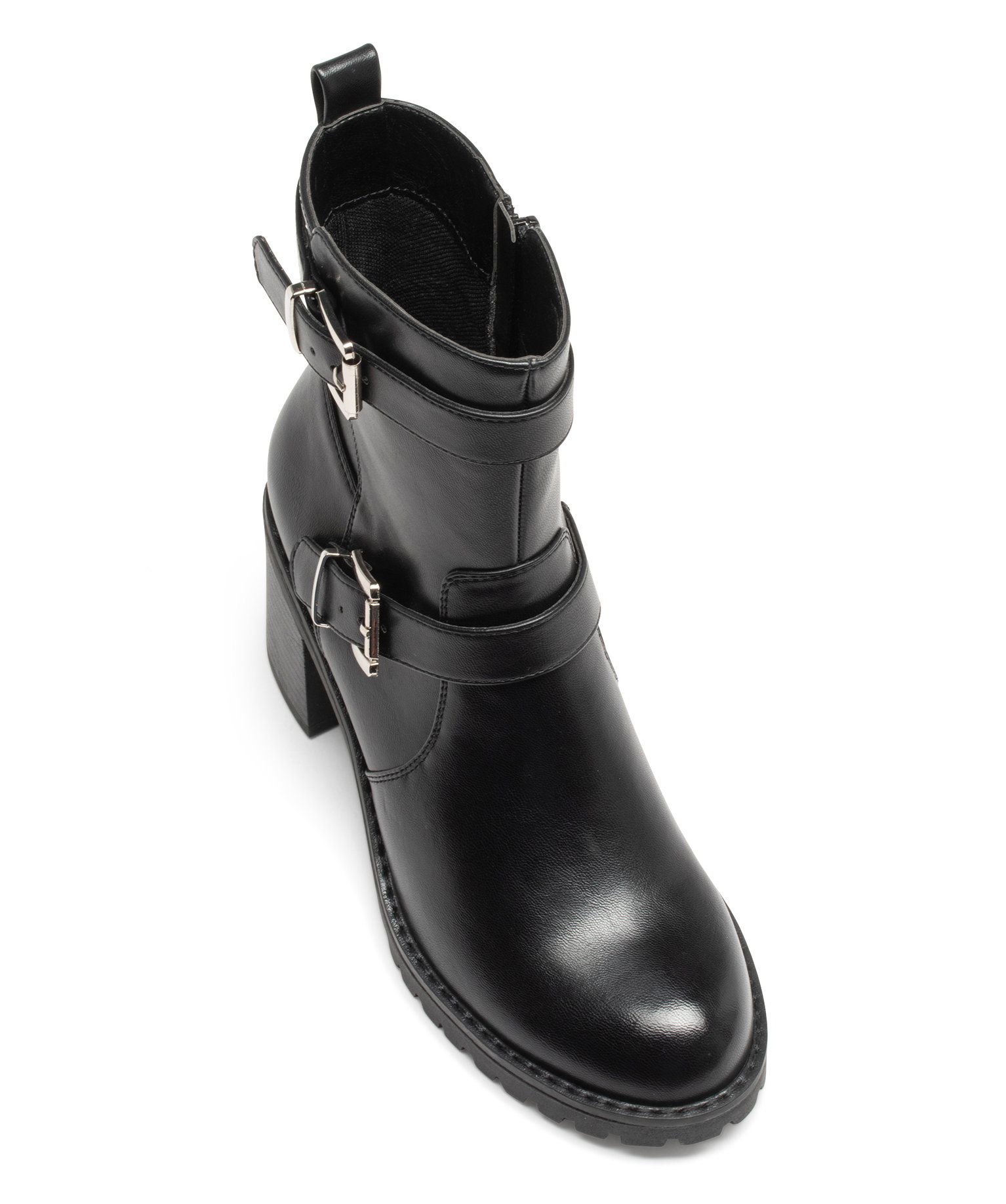 Boots à talon haut, semelle crantée et brides femme noir | GEMO