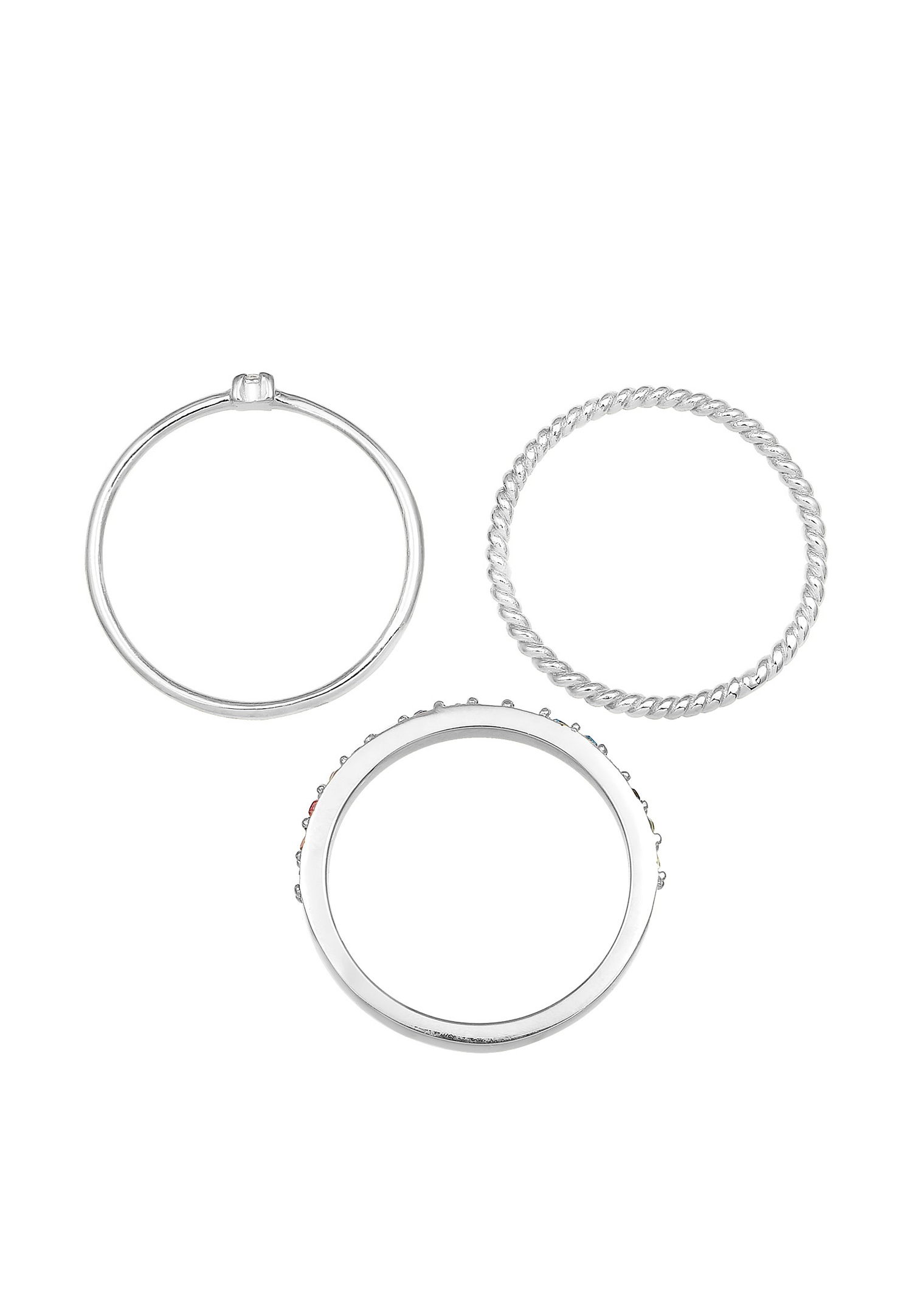 Ensemble de bijoux pour femmes Elli avec cristaux multicolores étincelants, en argent sterling 925 plaqué or.