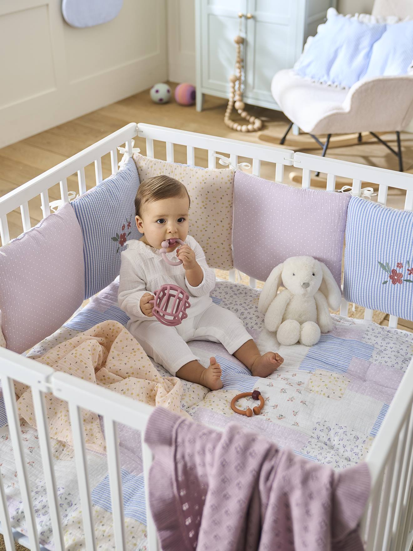 Vertbaudet Baby Bettumrandung/Laufgitter-Polster SOMMERHAUS Oeko-Tex - mehrfarbig
