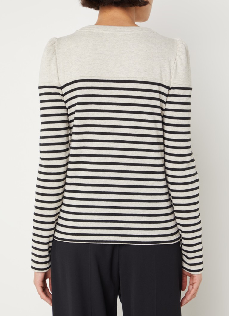 ba&sh Palki long-sleeved shirt with stripe print and puff sleeves