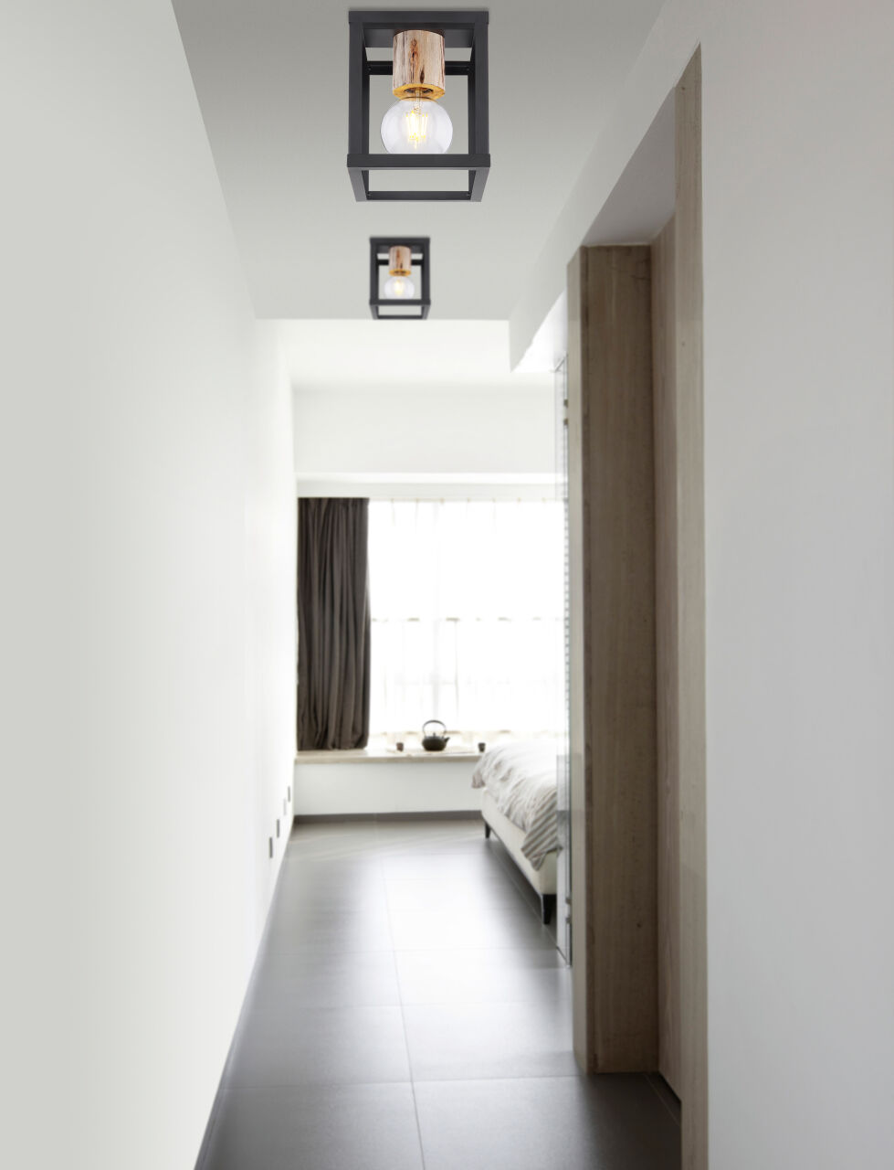 Globo Lighting - HAGAR - Deckenleuchte Metall schwarz matt, 1x E27