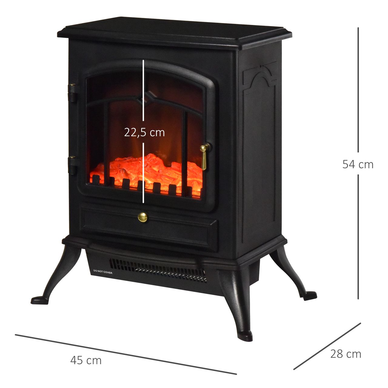 HOMCOM Elektrokamin Kaminofen Überhitzungs-Schutz Schwarz 45x28x54 cm