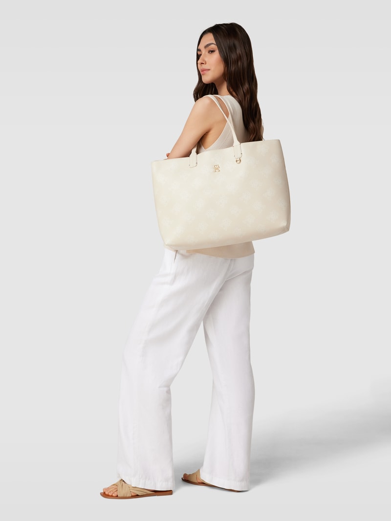 Handtasche mit Allover-Logo Modell 'ICONIC' in sand