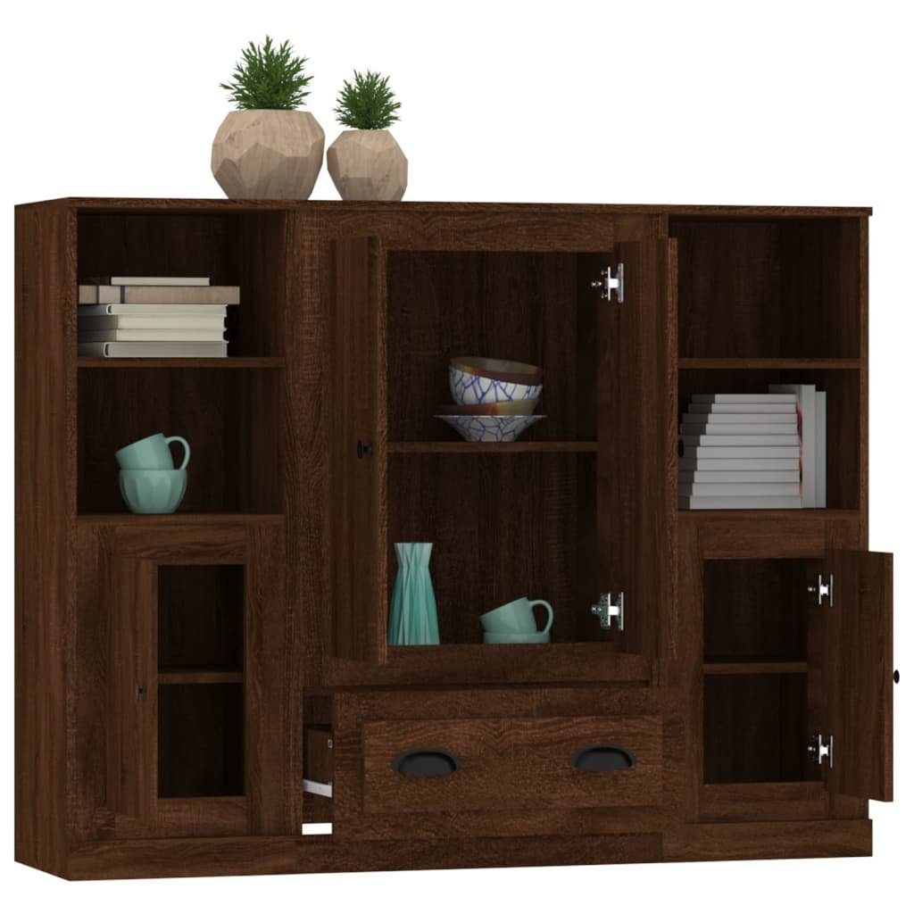 vidaXL Anrichte Highboards 3 Stk Braun Eichen-Optik Holzwerkstoff