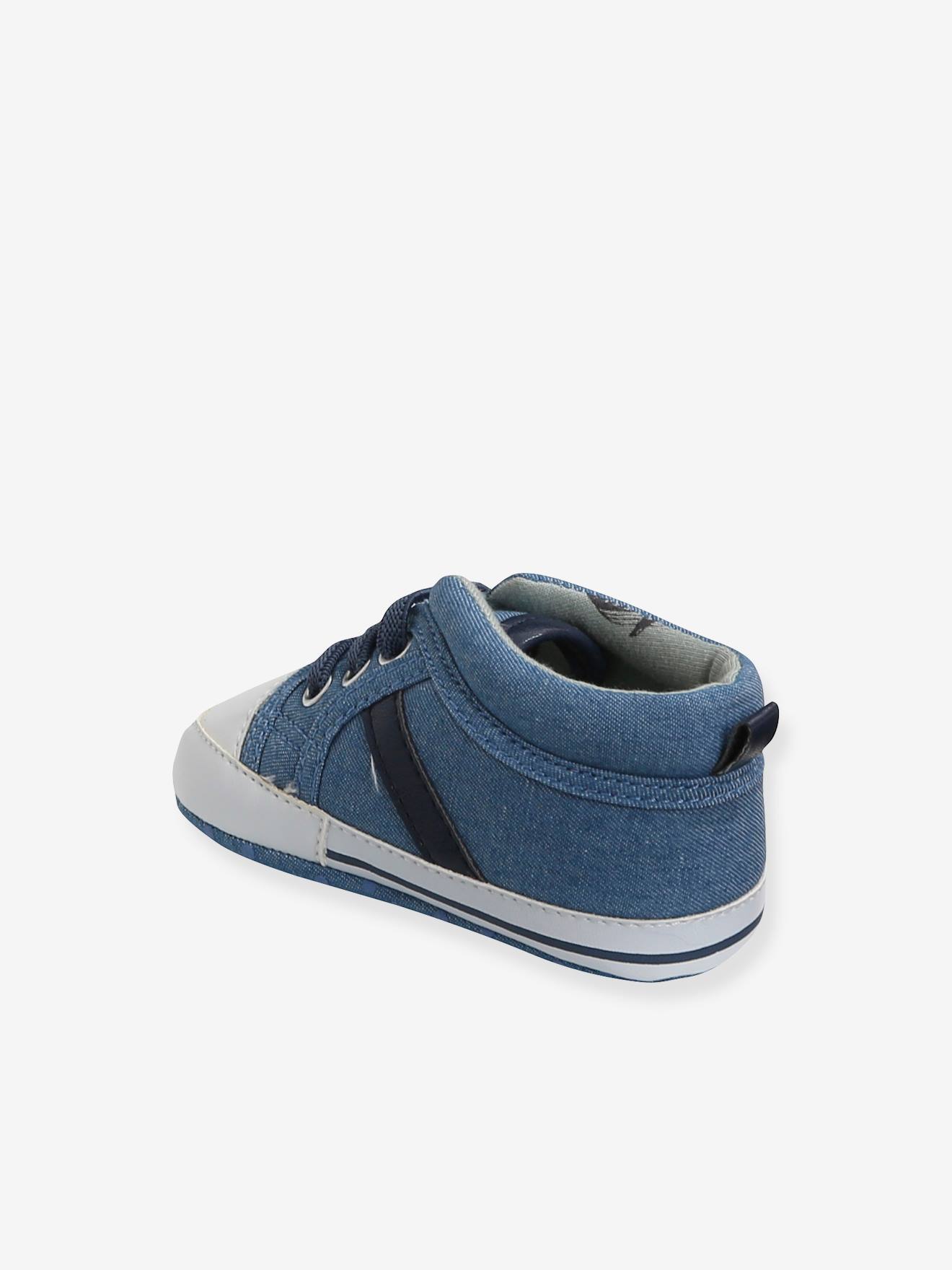 Chaussons baskets souples bébé garçon bleu