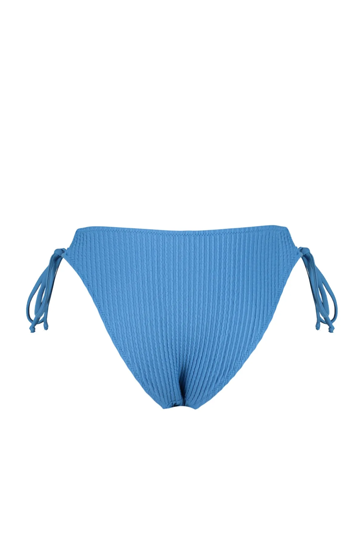 Trendyol Collection  Blaue strukturierte Bikinihose zum Binden mit hohem Beinausschnitt TBESS23BA00243