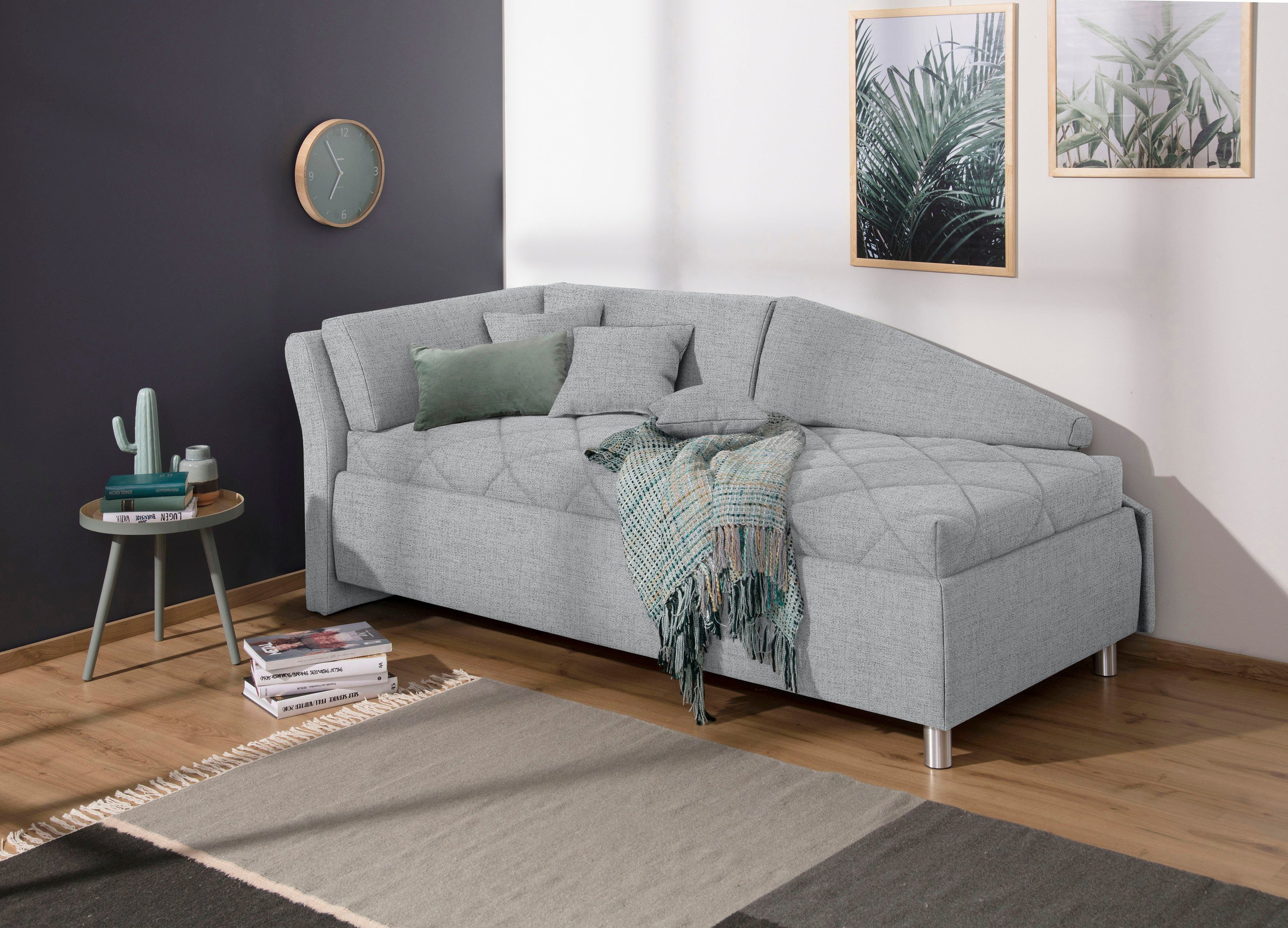 ADA trendline Schlafsofa Lindsay, Bettkasten, Zierkissen-Set aus: 2 Stk. 40x40cm, 1 Stk. 30x30cm