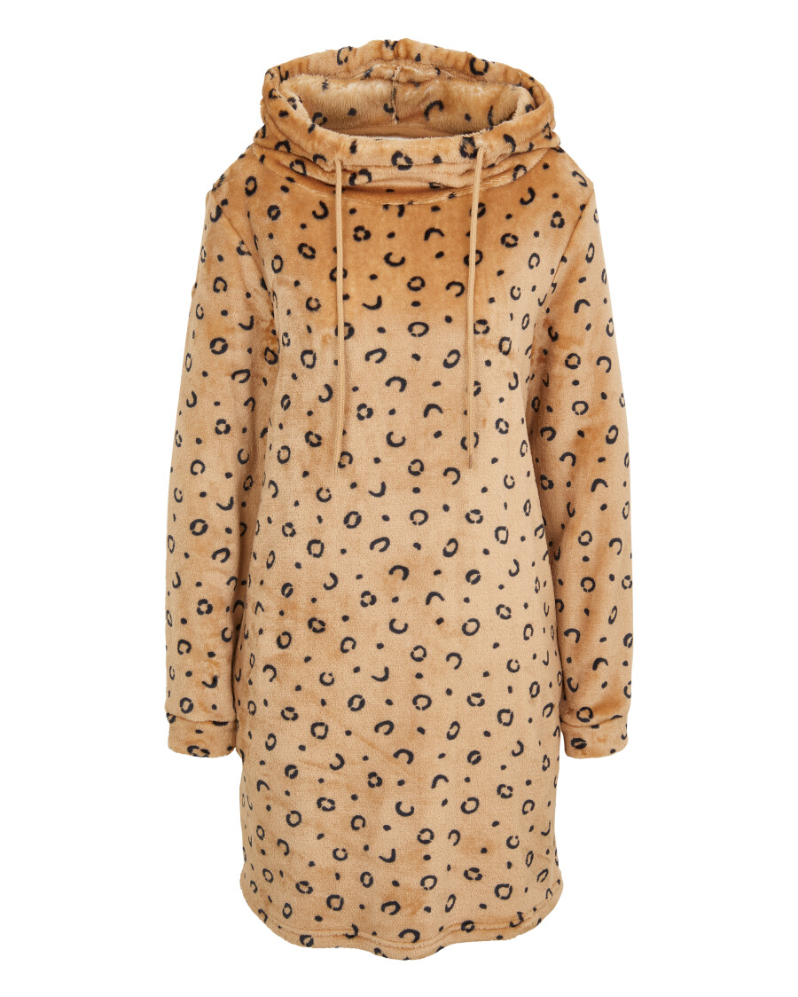 Fleece-Kleid mit Leoprint