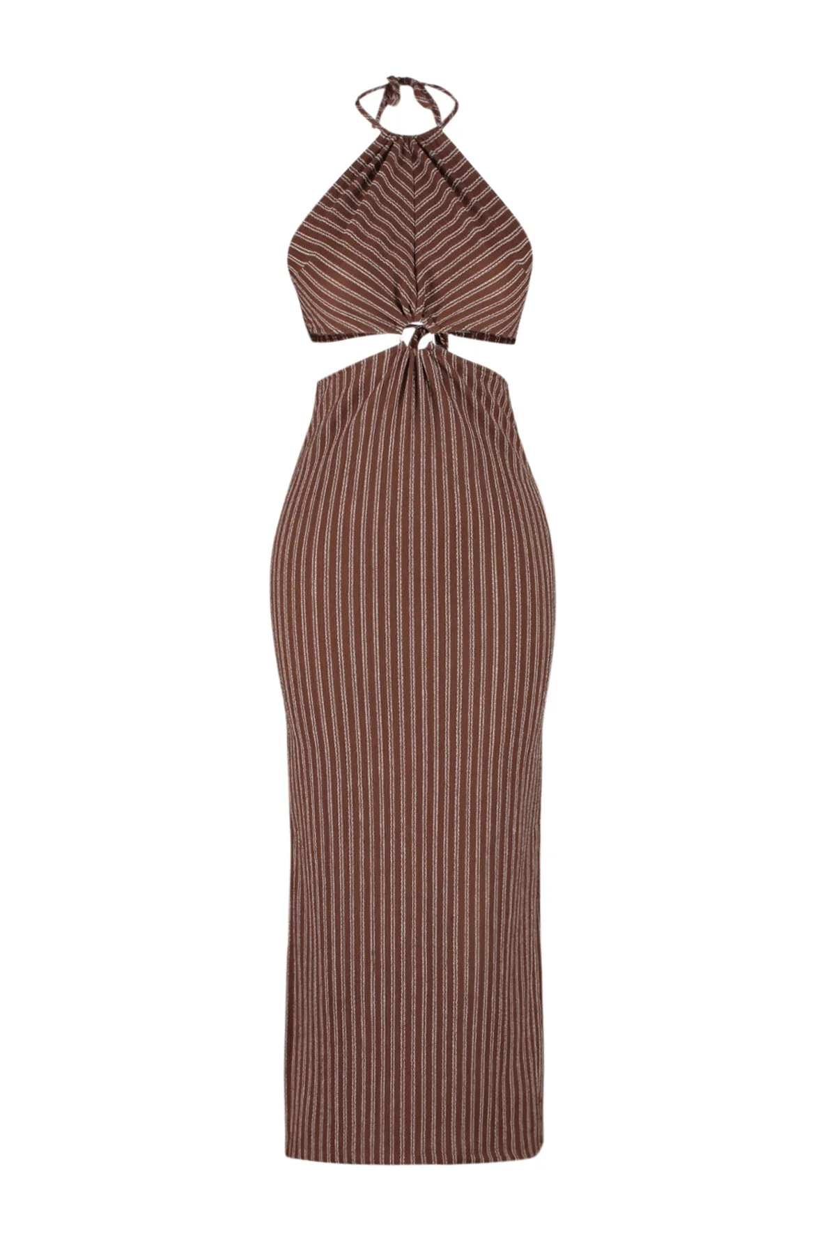 Trendyol Collection  Gestreiftes Maxi-Strandkleid aus Strick mit Accessoires TBESS23EL00066