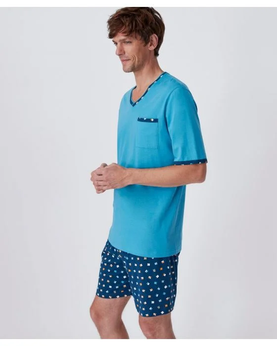 Pyjashort col V en maille jersey