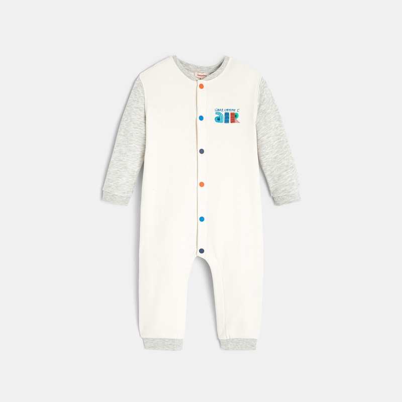 Pyjama sans pieds garçon molleton gratté brodé gris Catimini