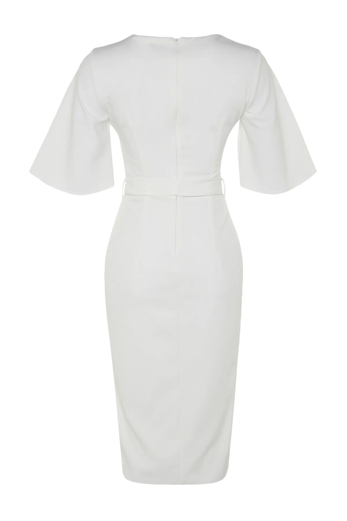 Trendyol Collection  Ecrufarbenes, gewebtes Kleid mit Gürtel TWOAW21EL1889